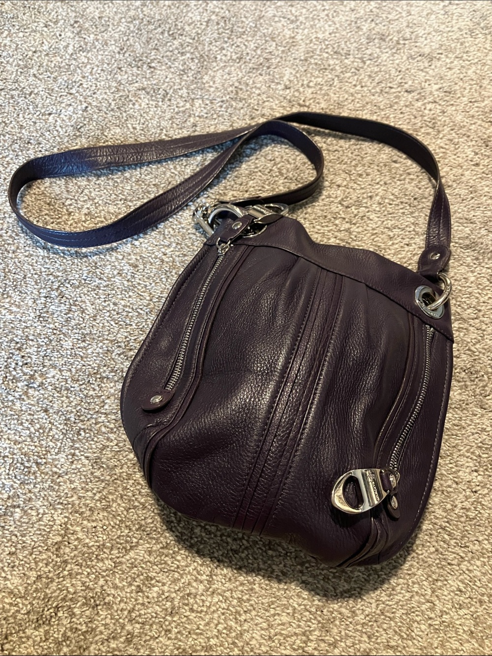 B MAKOWSKY VINTAGE PEBBLED LEATHER CONVERTIBLE SHOULDER CROSSBODY BAG
